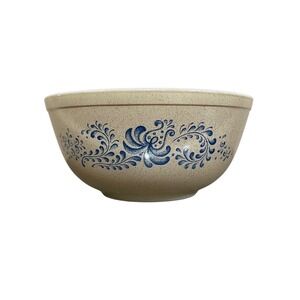Vintage Pyrex 403 Colonial Mist 2.5 Qt Mixing Bowl Blue Floral Speckled Tan USA